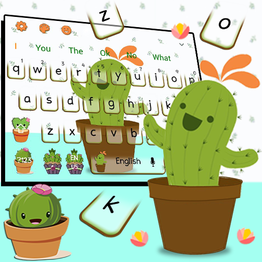 Lovely Cute Cartoon Cactus Keyboard