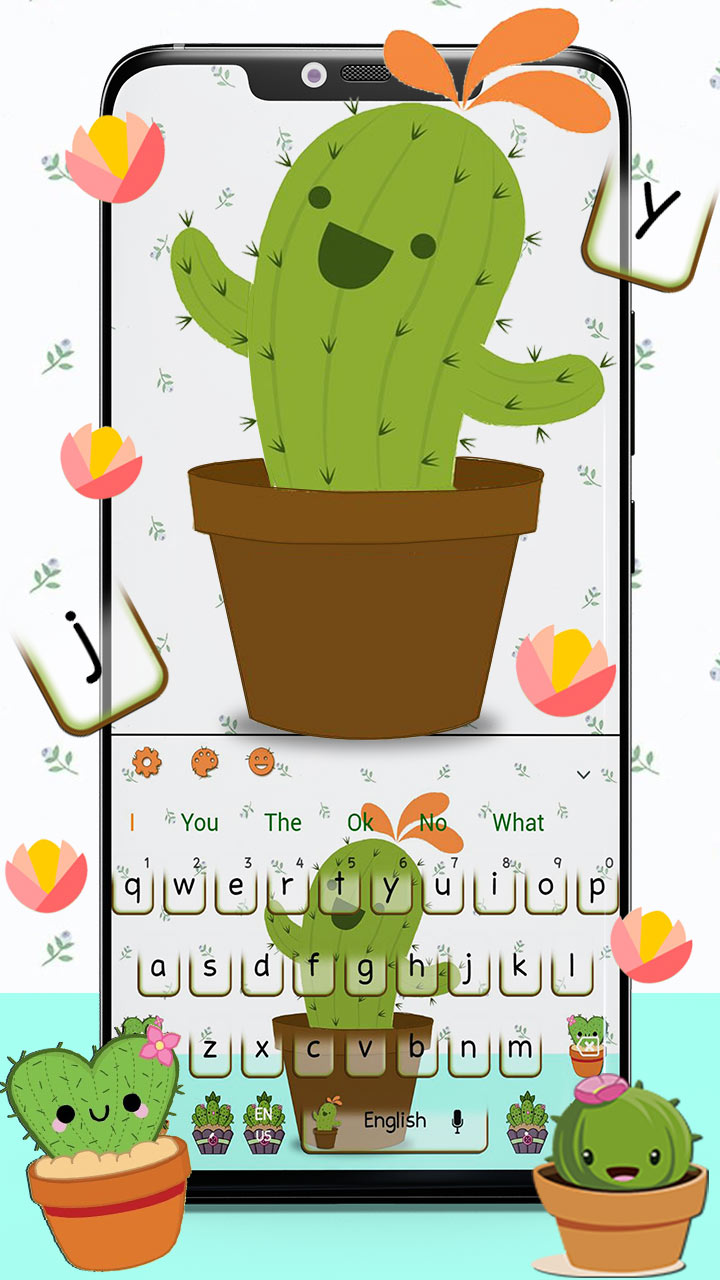 Lovely Cute Cartoon Cactus Keyboard