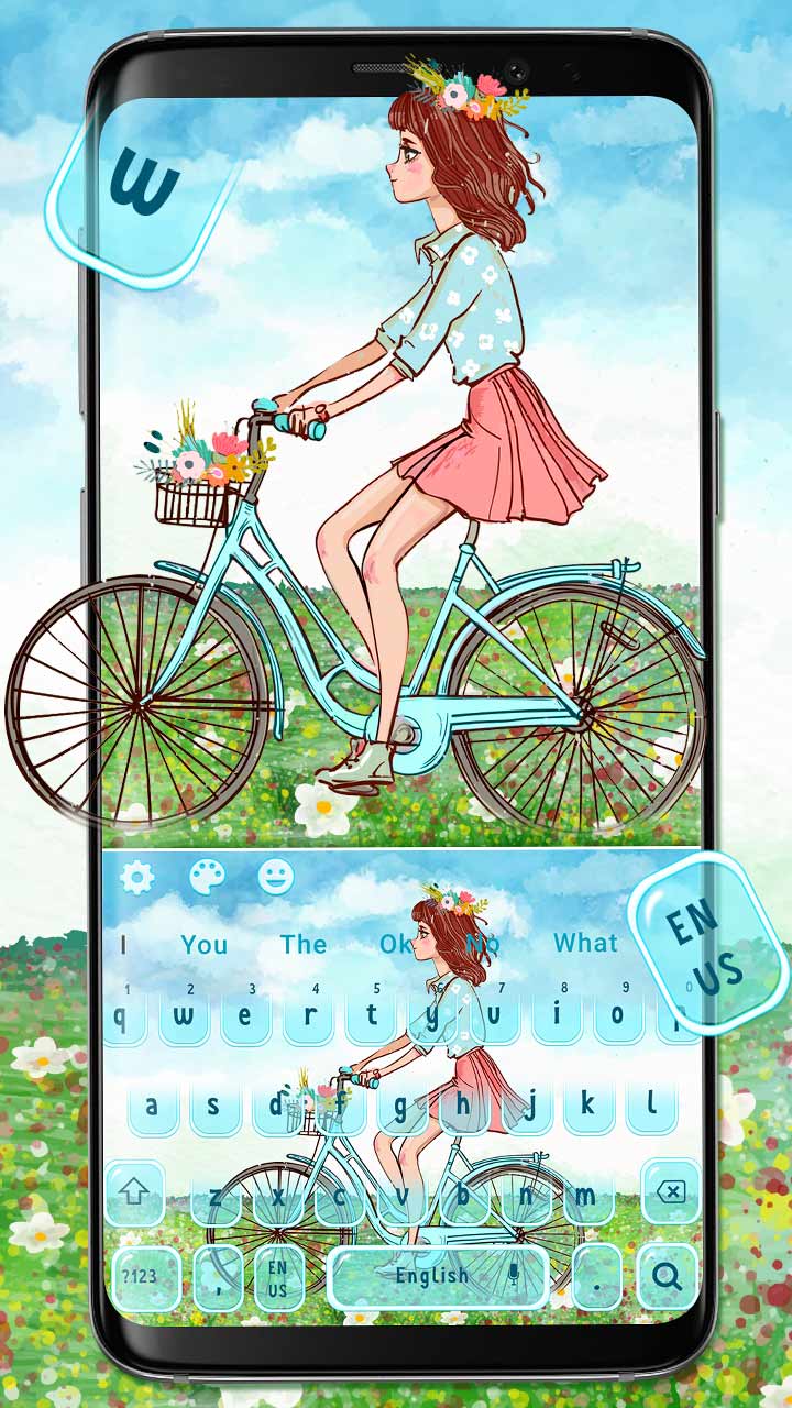 Lovely Pretty Bicycle Girl Keyboard
