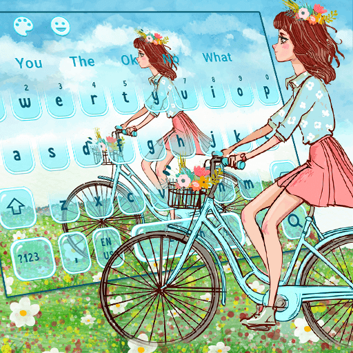 Lovely Pretty Bicycle Girl Keyboard