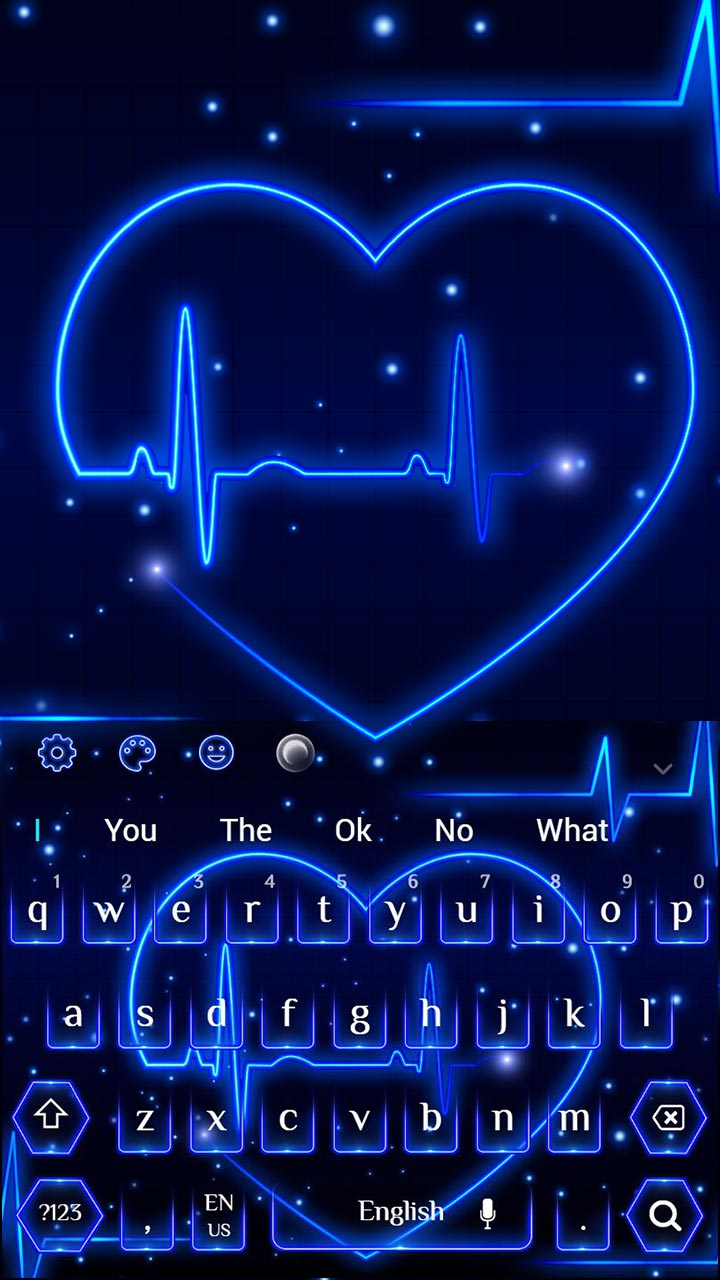 Neon Blue Love heart Keyboard Theme
