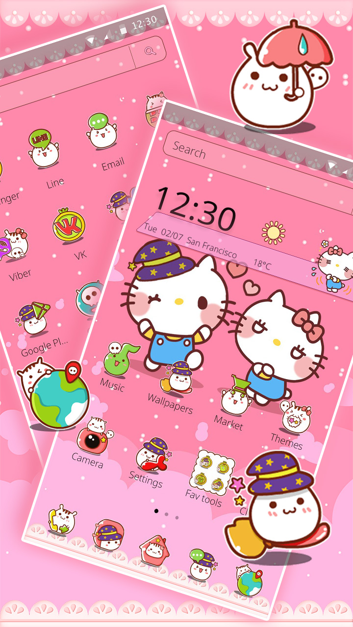 Pink Cute Kawaii Cat Lovely Theme