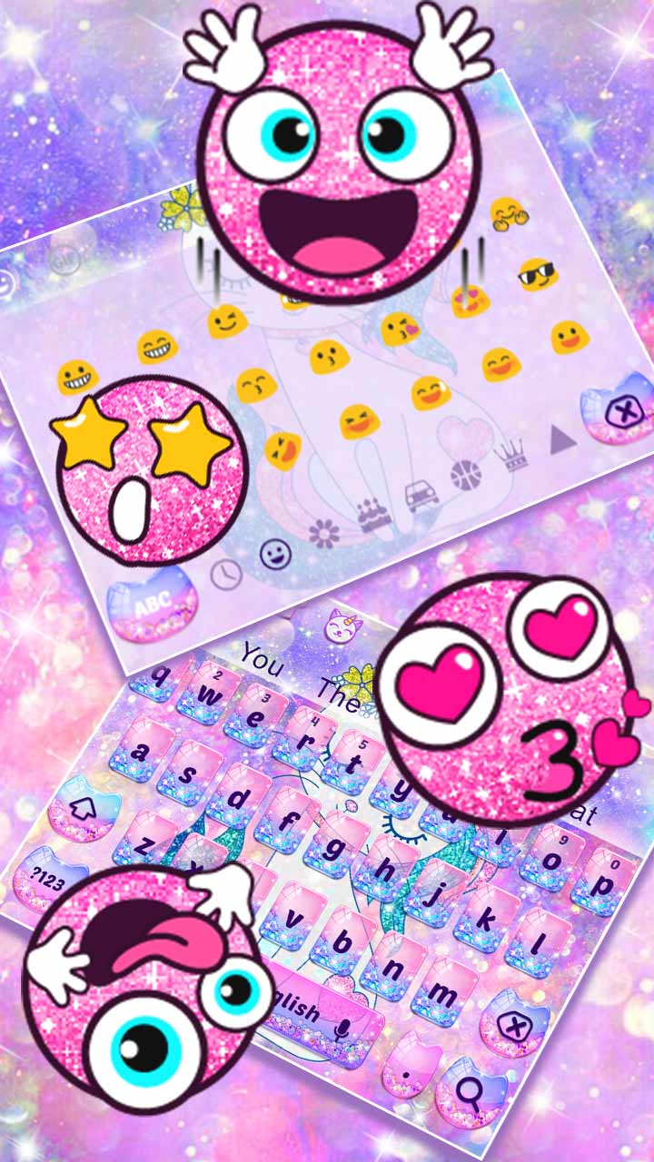 Pink Glitter Unicorn  Cat Keyboard 