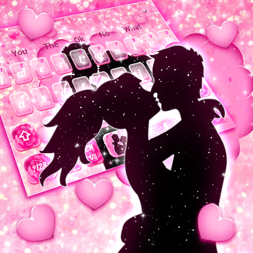Pink Love Couple Heart Rose Keyboard