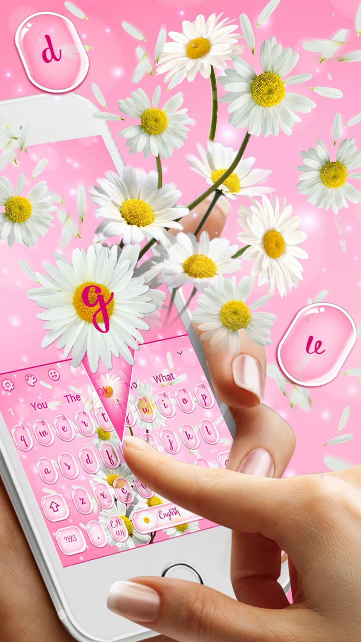 Pink Lovely Daisy Keyboard Theme