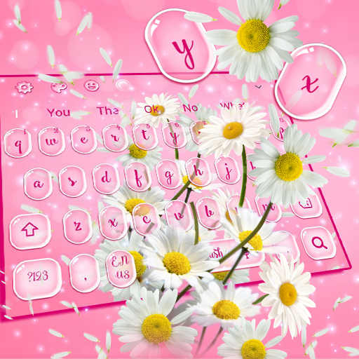 Pink Lovely Daisy Keyboard Theme