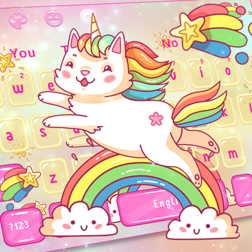 Pink Rainbow Cat Unicorn Keyboard Theme