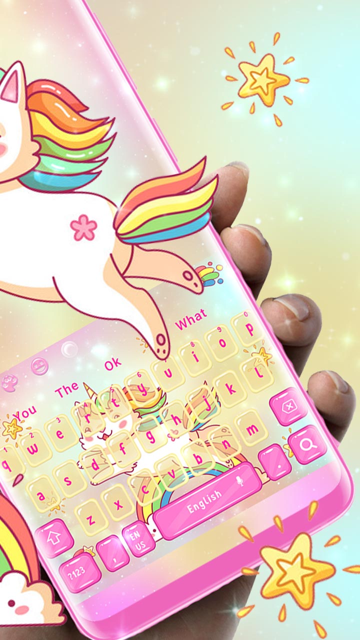 Pink Rainbow Cat Unicorn Keyboard Theme