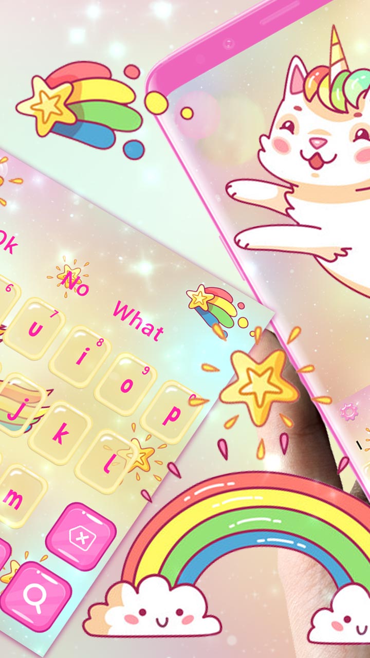 Pink Rainbow Cat Unicorn Keyboard Theme