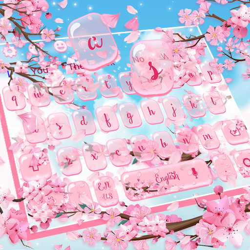 Pink Sakura Blossom Flower Keyboard