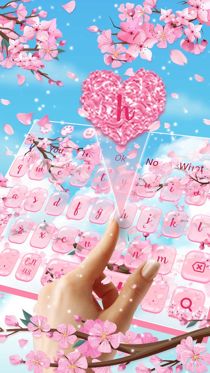 Pink Sakura Blossom Flower Keyboard