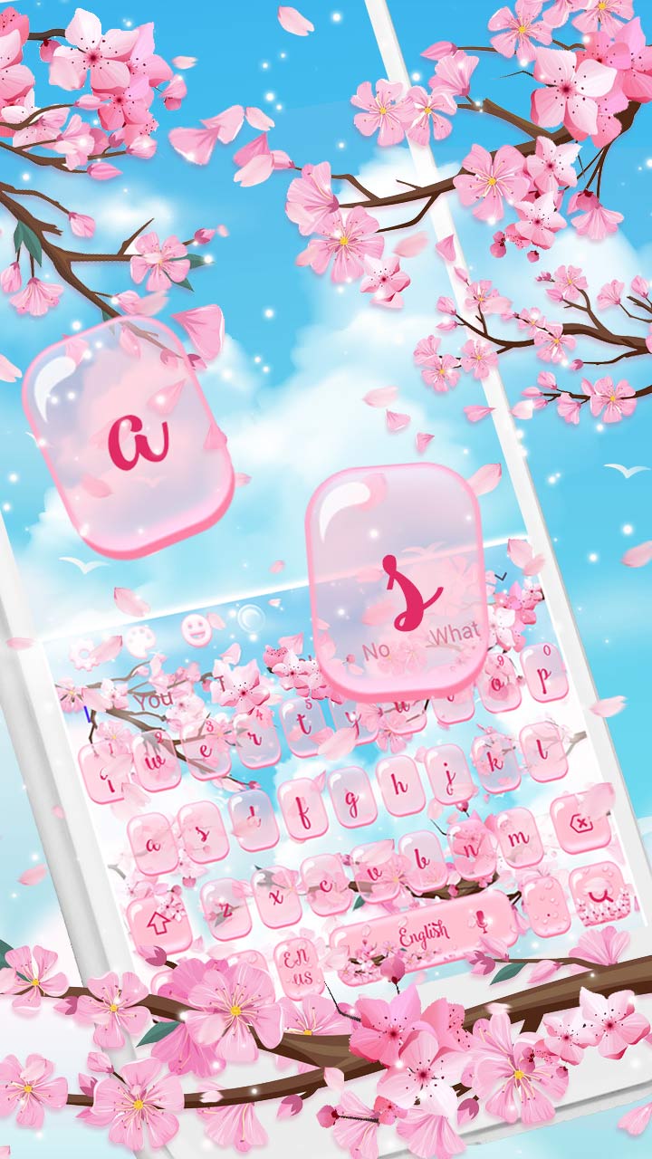 Pink Sakura Blossom Flower Keyboard