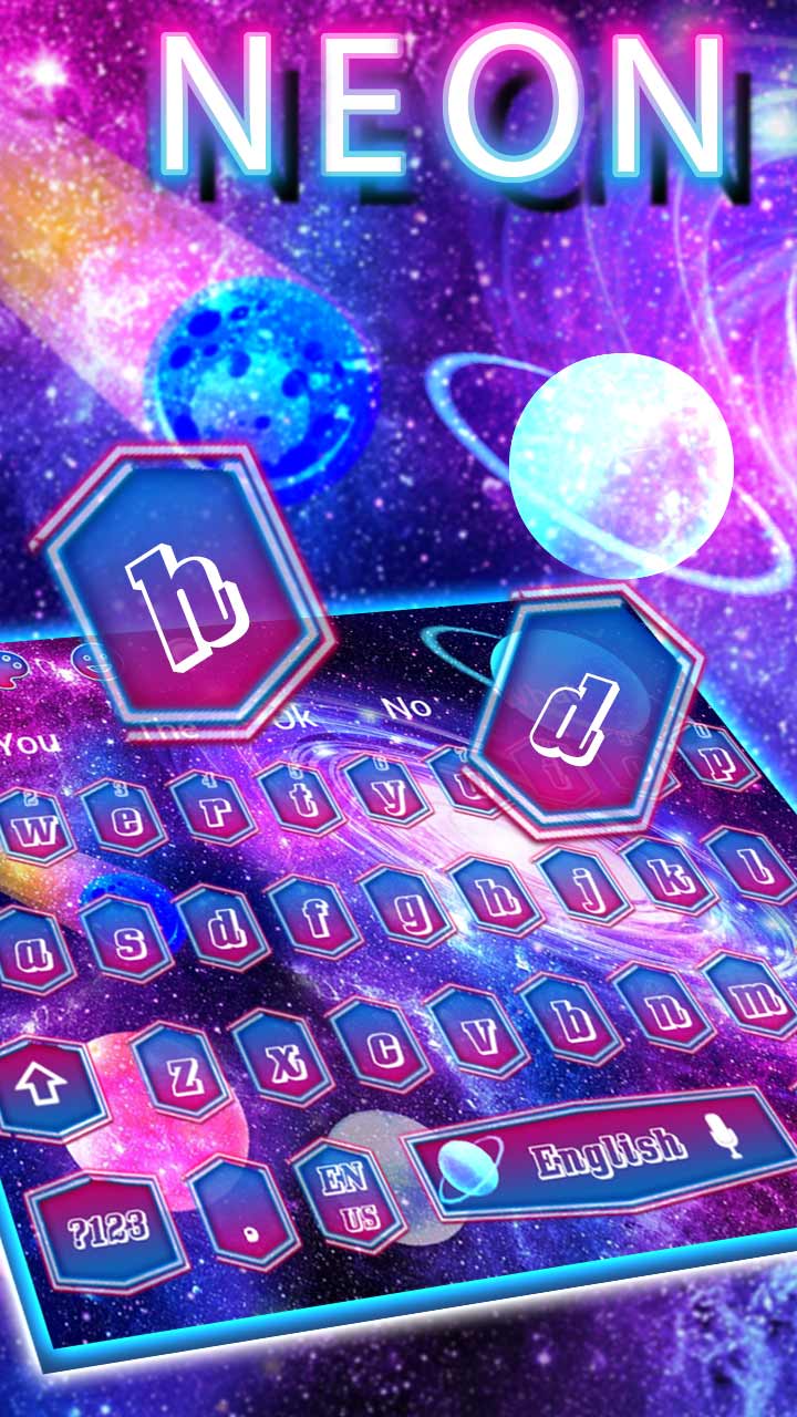 Sparkling Neon Galaxy Keyboard Theme