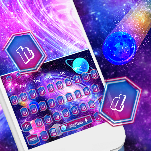 Sparkling Neon Galaxy Keyboard Theme