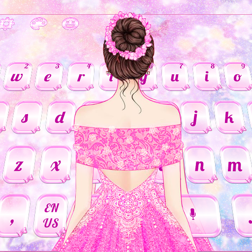 Sweet Lovely Pink Dress Girl Keyboard