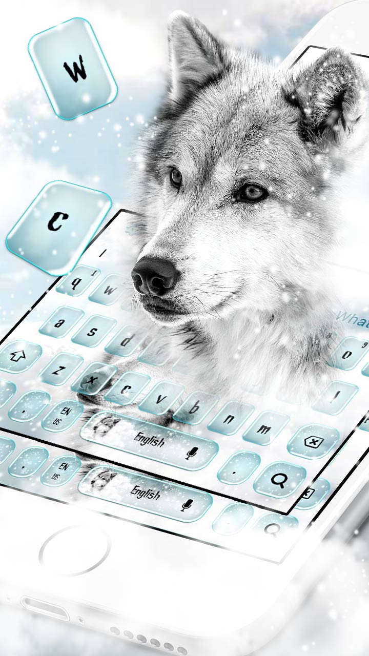 White Snow Wolf Keyboard Theme