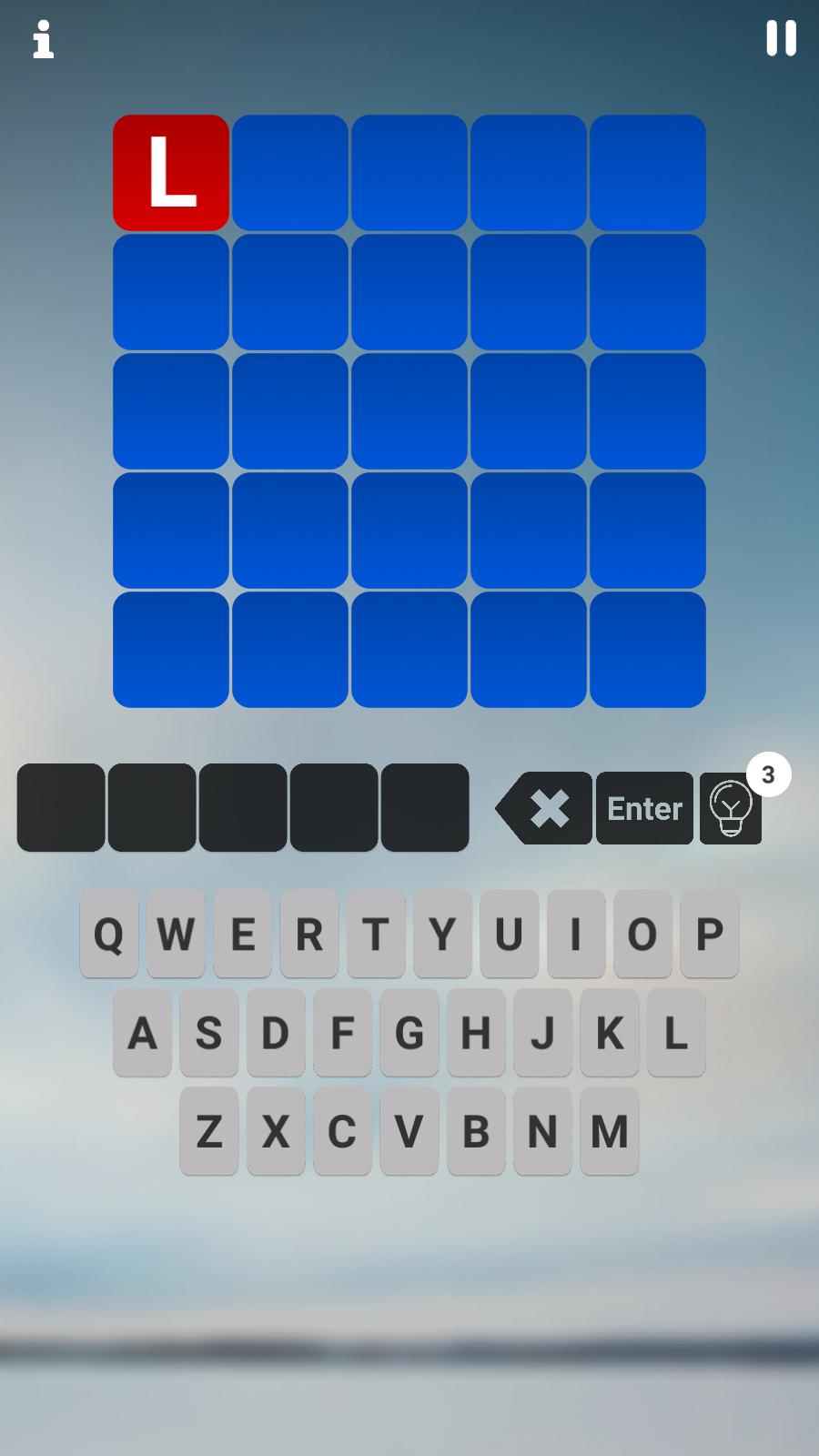 Word Game. Guess the 5 letter word.