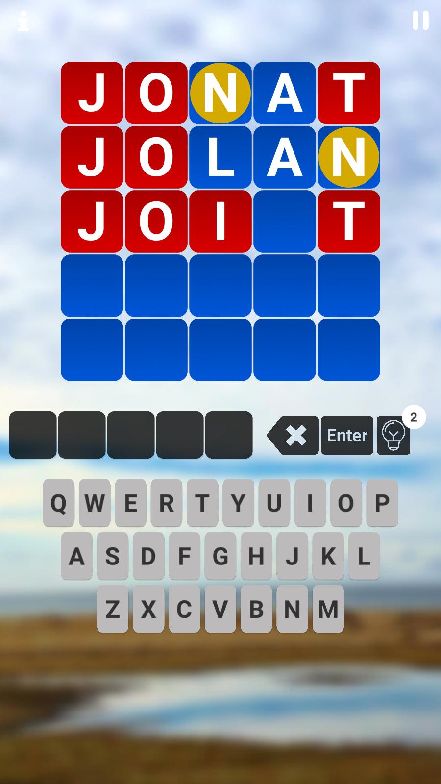Word Game. Guess the 5 letter word.