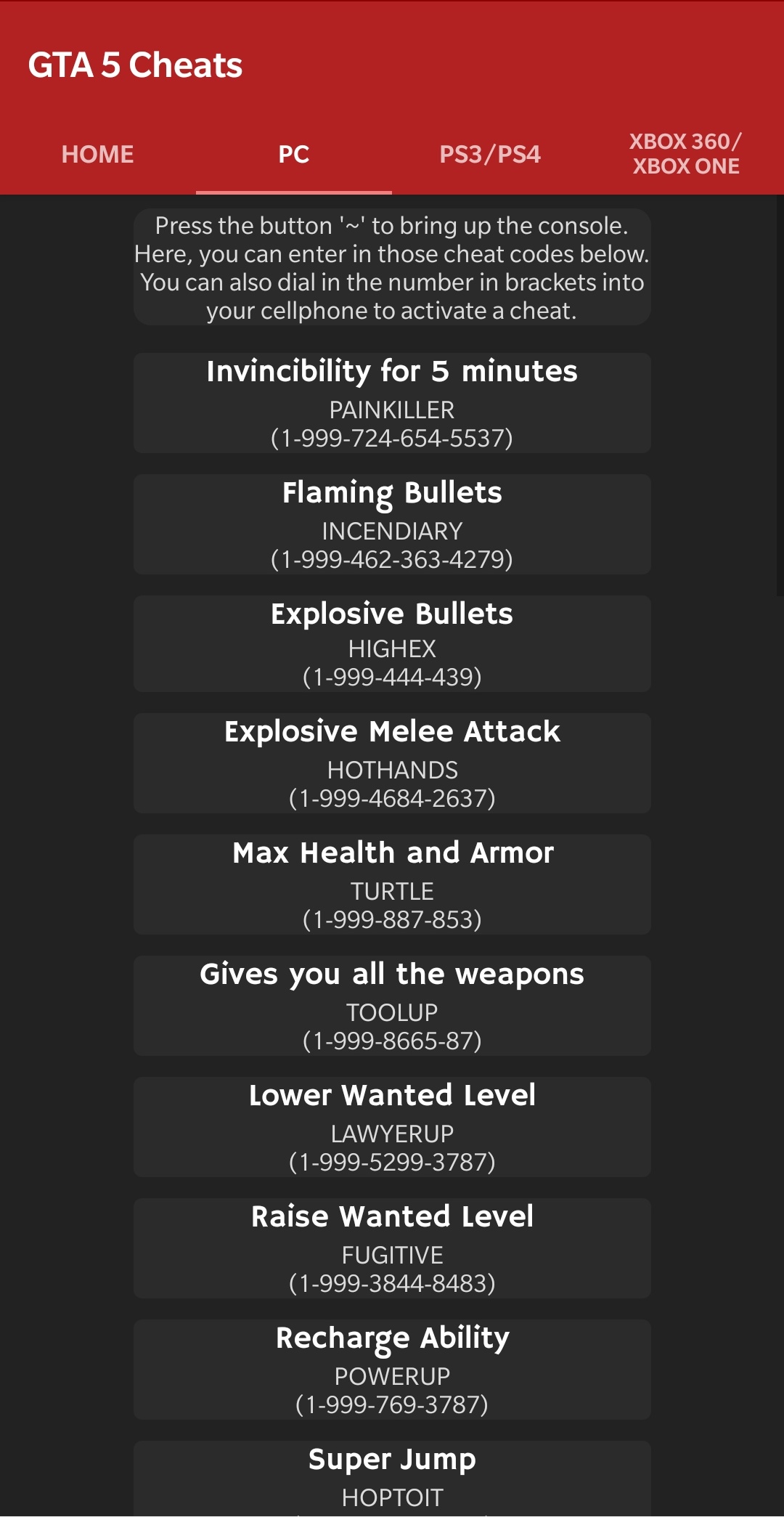 GTA 5 PC Weapon Cheats