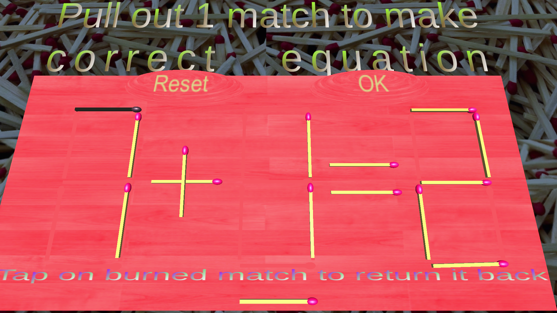 Simple Math 3D Games: Matches Equation