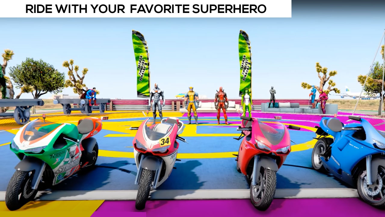 Superheroes Bike Stunt Racing