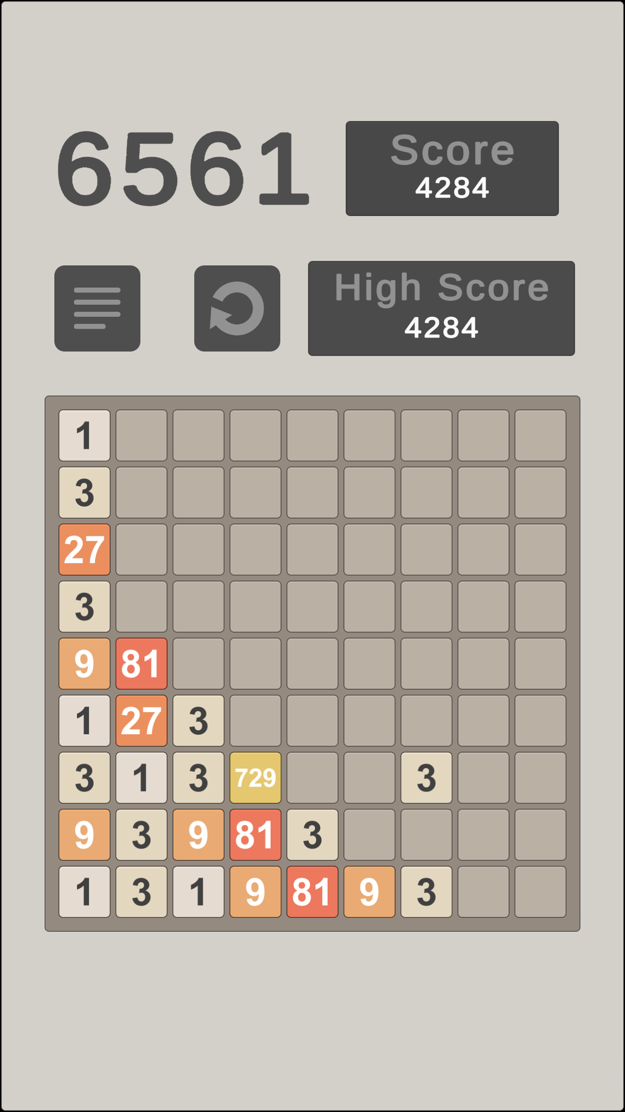 6561: Merge 3 puzzle